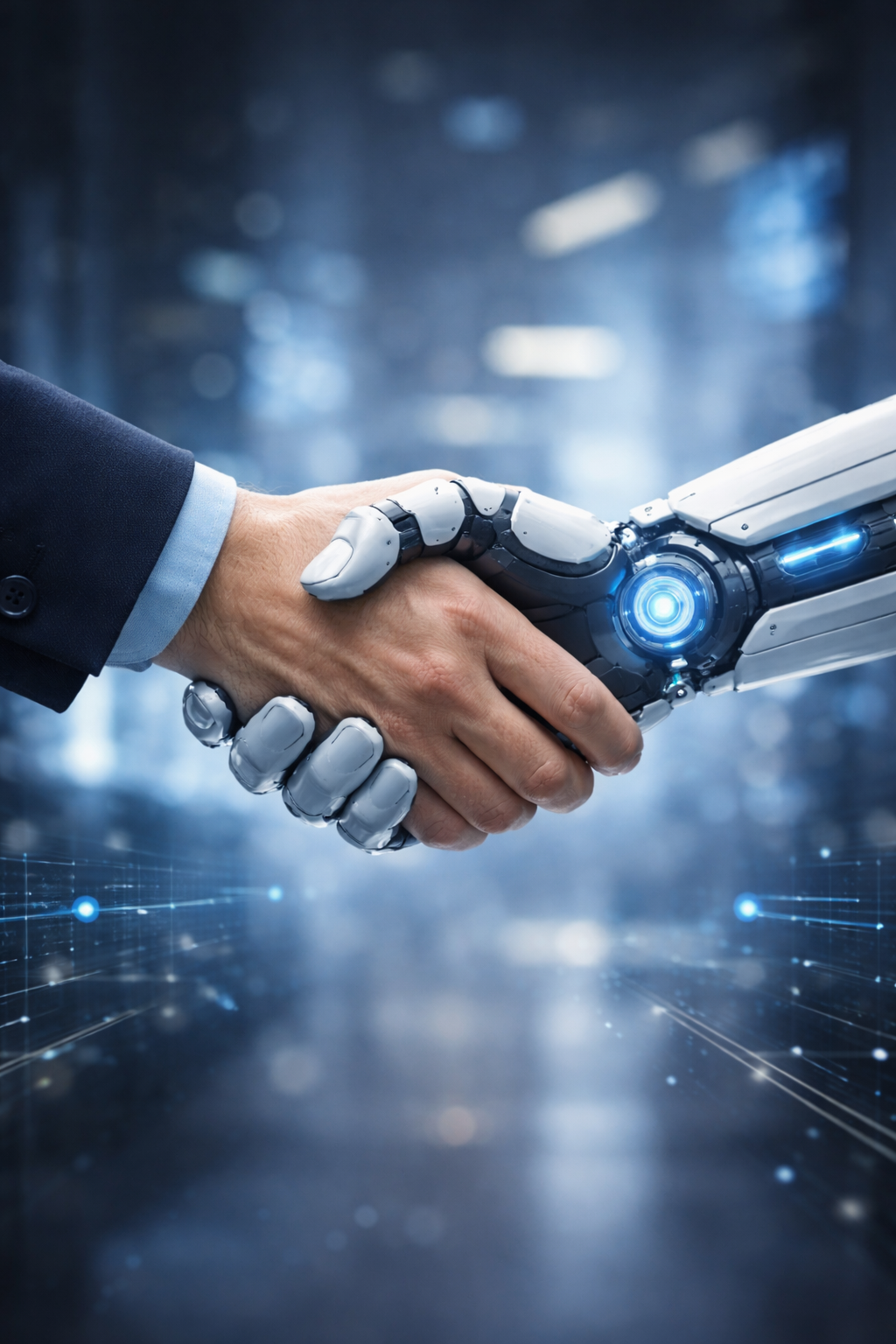 Poignée de main entre un humain et un robot - partenariat homme-machine